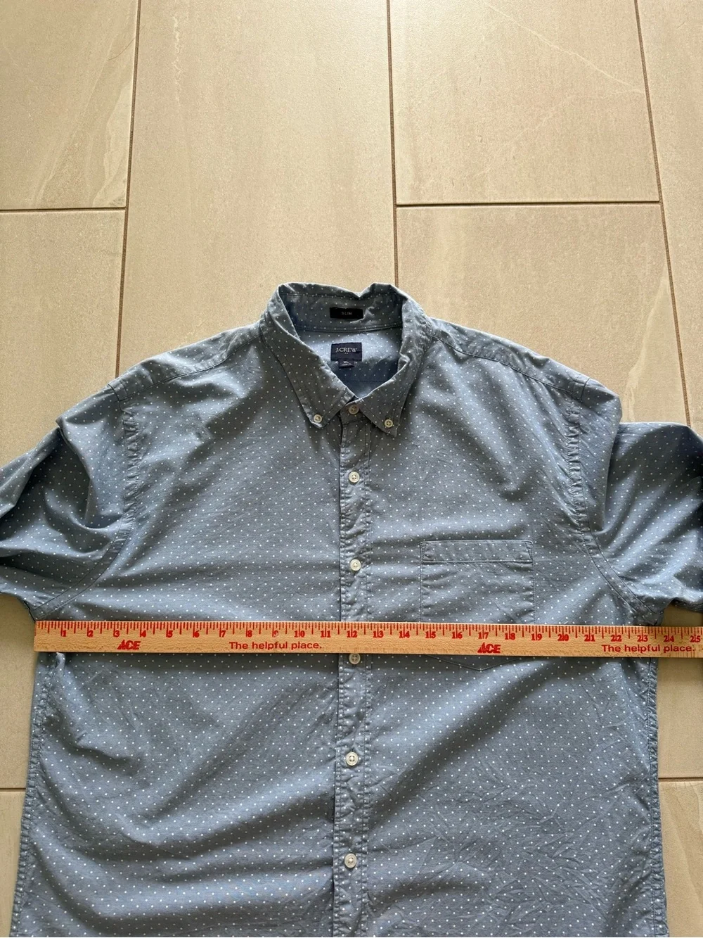 J.Crew Slim Fit XL Blue White Dot Button Down Shirt Mens Long Sleeve